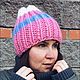 Bright pink beanie hat with stripes, Caps, St. Petersburg,  Фото №1