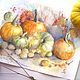 Заказать Осенние дары Картина акварелью (желтый оранжевый тыквы). Pastel (Бахматова Елена). Ярмарка Мастеров. . Картины Фото №3
