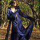 Order Elven Dress «Druidess» Long Fantasy Linen  Blue Hooded Elvish Dress. mongolia. Livemaster. . Cosplay costumes Фото №3