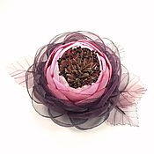 Украшения handmade. Livemaster - original item Brooch - hand made flower from fabric, Dawn cherry. Handmade.
