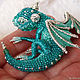 Order Brooch dragon 'Smaragd'. Brooch beads. Emerald Dragon. master Alena Litvin. Livemaster. . Brooches Фото №3