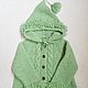 Light green knitted cardigan with a hood for a girl 2-3 years old as a gift. Childrens cardigan. Knit for you (Irina). My Livemaster. Фото №5