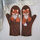 Felted wool mittens Foxes, Womens felt mittens, Mittens, Khmelnitsky,  Фото №1