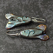 Украшения handmade. Livemaster - original item Earrings Silver Precious fish Murano glass. Handmade.