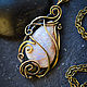 Women's Pendant made of brass and moonstone Elven Pendant with white granite, Pendant, Ulan-Ude,  Фото №1