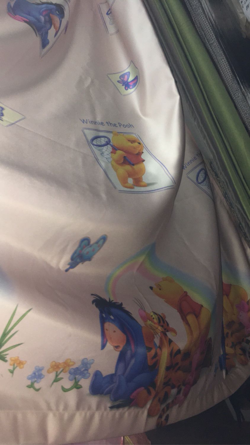 Ready Made Curtains In The Nursery Pale Pink With Winnie The Pooh