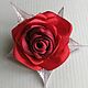 Brooch 'Red rose' made of satin ribbons, Brooches, Engels,  Фото №1