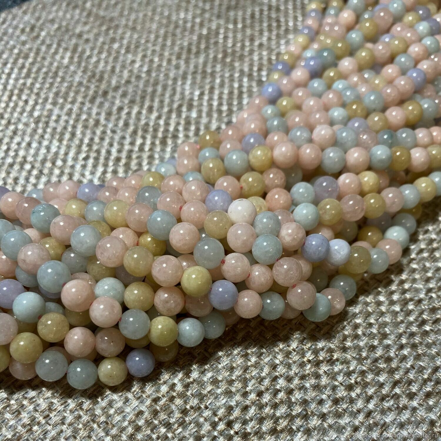 Beryl 6 mm, smooth ball, morganite 6 mm thread, Beads1, Ekaterinburg,  Фото №1