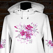 Одежда handmade. Livemaster - original item Hoodie Pink flowers. Handmade.