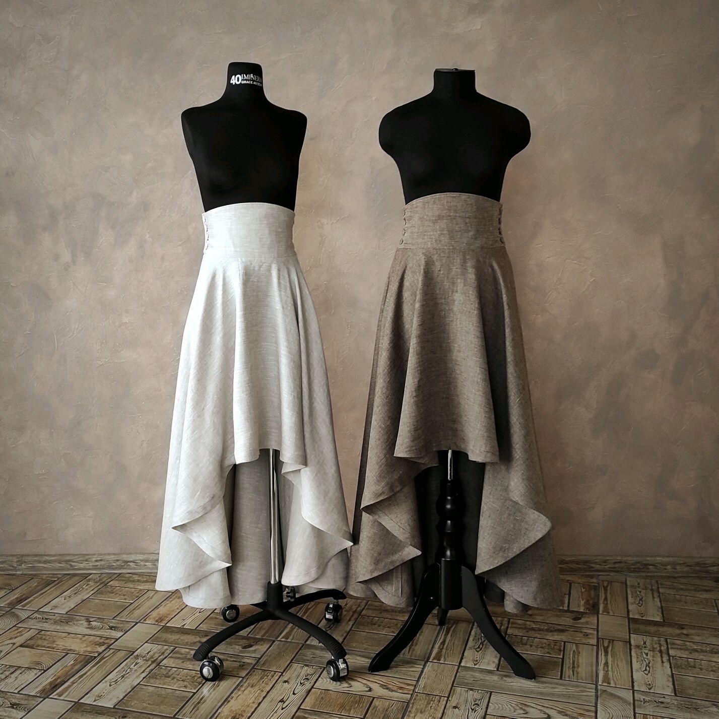 Двухслойная юбка с перепадом длины, черная