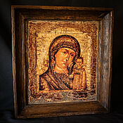 Картины и панно handmade. Livemaster - original item Icon of the Mother of God of Kazan in an oak frame. Handmade.