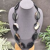 Работы для детей, handmade. Livemaster - original item Beads natural black agate. Handmade.