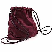 Сумки и аксессуары handmade. Livemaster - original item Backpack Bag Suede with Pocket Unisex Urban Burgundy. Handmade.