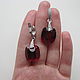 Luxury earrings with red spinel and cubic Zirconia! Very beautiful dense color of stone - red wine!
