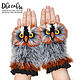 Order Owl fingerless gloves cherry. 2sovy. Livemaster. . Mitts Фото №3