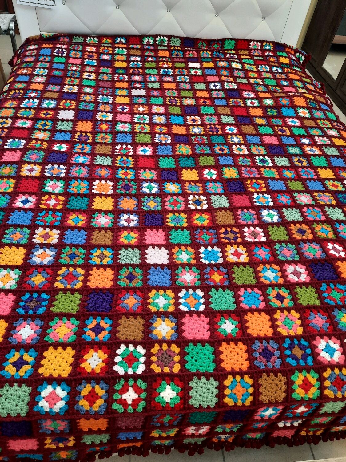 Вязаное покрывало печворк в интернет-магазине Ярмарка Мастеров по цене ...