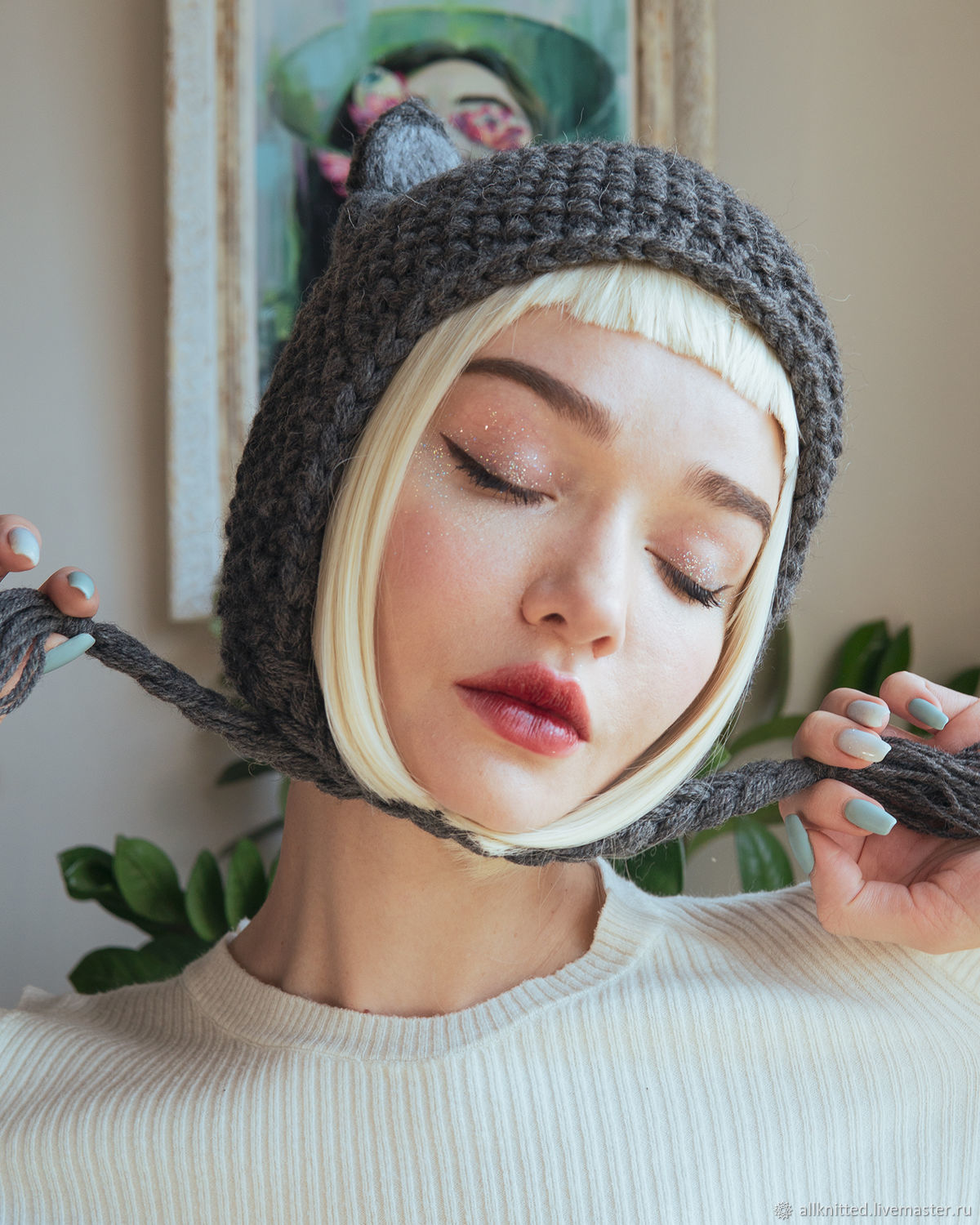 Шапка ушанка, серый волк, уши волка, уши кошки, зверошапка, унисекс ...