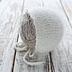 Вязаный чепчик из ангоры Италия, снежинка, белый. Чепчики. SleepyToys (newborn photoprop). Ярмарка Мастеров.  Фото №4
