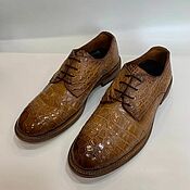 Обувь ручной работы handmade. Livemaster - original item Lace-up boots, made of genuine crocodile leather, brown color.. Handmade.
