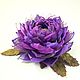 Lotus Purple Valley. Brooch - flower is made of fabric and genuine leather, Brooches, St. Petersburg,  Фото №1
