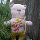 Order Linen teddy bear with Rosehip embroidery. Natali Migurskaya. Livemaster. . Stuffed Toys Фото №3