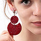 Red Leather Earrings, Earrings, Ivanovo,  Фото №1