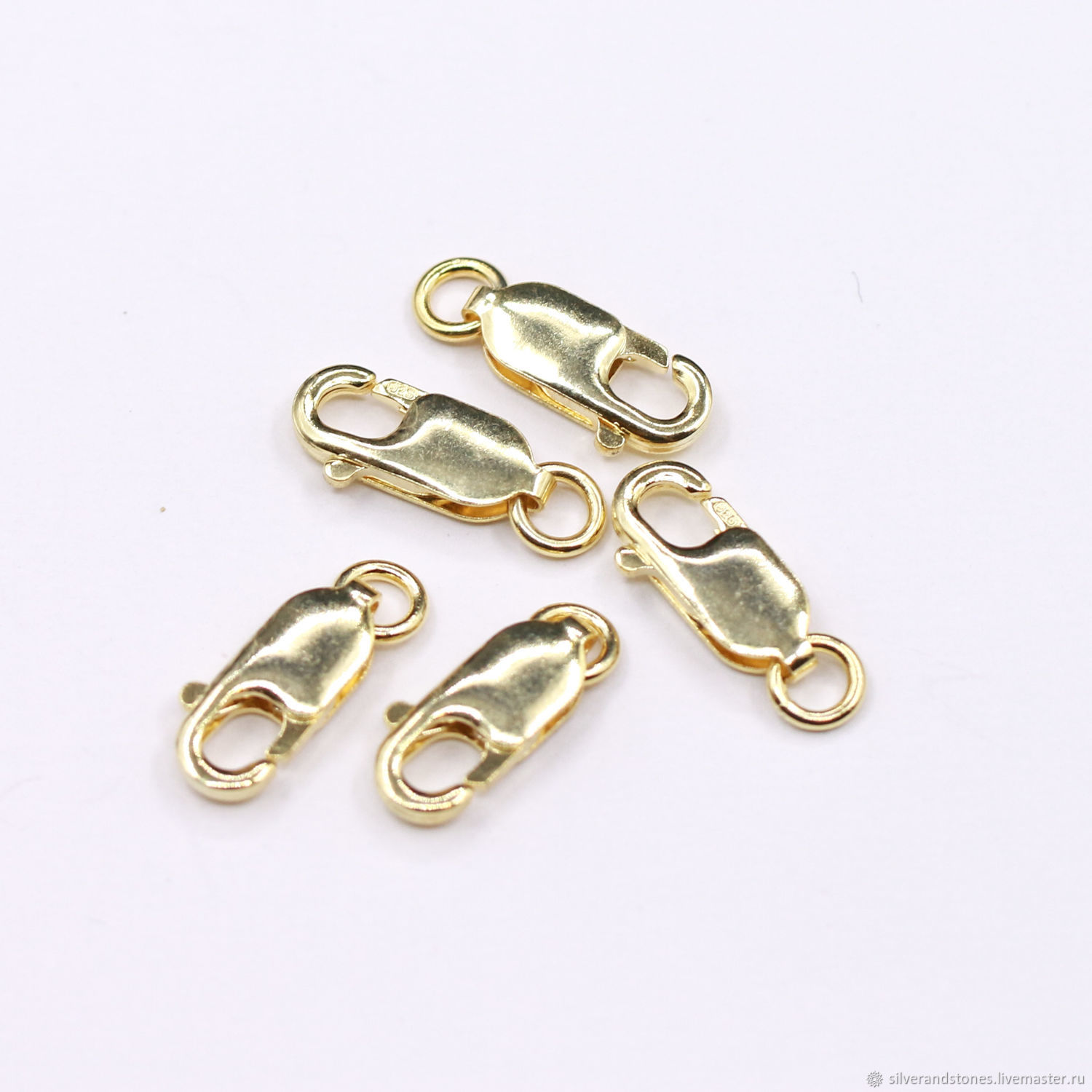 Замок карабин, лобстер, 14 мм, серебро 925 позолоченное – купить на ...