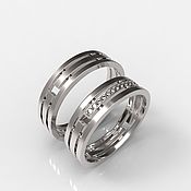 Украшения handmade. Livemaster - original item Paired wedding rings with stones male and female silver (OB53). Handmade.