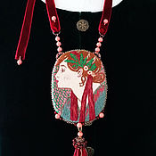 Украшения handmade. Livemaster - original item Portrait Laurel Embroidered Pendant. Handmade.
