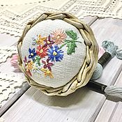 Для дома и интерьера handmade. Livemaster - original item basket: Pincushion with embroidery. 