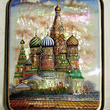 Для дома и интерьера ручной работы. Ярмарка Мастеров - ручная работа Собор Шкатулка Роспись Перламутр Лаковая Коробка. Handmade.