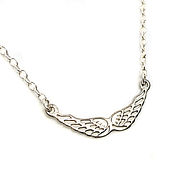 Украшения handmade. Livemaster - original item Guardian Angel Wings Necklace Sterling Silver, Remembrance Jewelry Mom. Handmade.