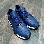 Обувь ручной работы handmade. Livemaster - original item Sneakers made of genuine ostrich leather, in blue, in stock!. Handmade.