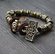 Bracelet with the runes ,Thor's Hammer bracelet ,leather bracelet with axe, Bead bracelet, Volgograd,  Фото №1