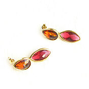 Украшения handmade. Livemaster - original item Gold-plated red earrings, stud earrings 