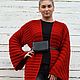 Кардиган вязаный, крупная вязка "Red". Пальто. Светлана Денисенко. Ярмарка Мастеров.  Фото №4