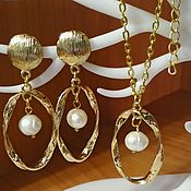 Украшения handmade. Livemaster - original item Earrings and pendant with natural pearls. Handmade.