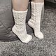  Белые вязаные носочки "Длинные совушки". Носки. Socks from Lana. Интернет-магазин Ярмарка Мастеров.  Фото №2