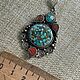 Винтаж: Подвеска с природной бирюзой и кораллом. Кулоны винтажные. Ольга (Bagira57). Интернет-магазин Ярмарка Мастеров.  Фото №2