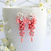 Украшения handmade. Livemaster - original item Small Coral Flower Cluster Earrings Handmade. Handmade.