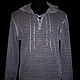Knitted from linen-Jumper Chain Mail-Mesh with hood. Mens jumpers. Exclusive linen jersey from Elena. My Livemaster. Фото №4