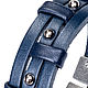 Blue leather bracelet with three studs. Bead bracelet. V&V Leather Studio. Online shopping on My Livemaster.  Фото №2