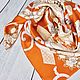 Большой платок Оранжевый Кремовый, натуральный шелк, Платки, Москва,  Фото №1