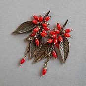 Украшения handmade. Livemaster - original item Barberry Rain Earrings Red Coral Natural Stones. Handmade.