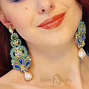 Украшения handmade. Livemaster - original item Emilia Earrings. Luxury earrings. Blue turquoise emerald. Handmade.