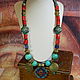 East necklace turquoise, coral, lapis lazuli Nepalese jewelry, Necklace, Saratov,  Фото №1