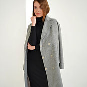 Одежда handmade. Livemaster - original item Oversize wool coat Gray striped demi-season long wool. Handmade.