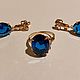 Set of SAPPHIRE BLUE gold,nickel silver:new 1995, Vintage jewelry sets, Moscow,  Фото №1