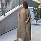 Vestido de lino hasta el Suelo con bordado de color caqui, Dresses, Novosibirsk,  Фото №1