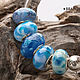 Sky blue - set 5 lampwork Branzuletka beads - charms bracelet, Bead bracelet, Moscow,  Фото №1